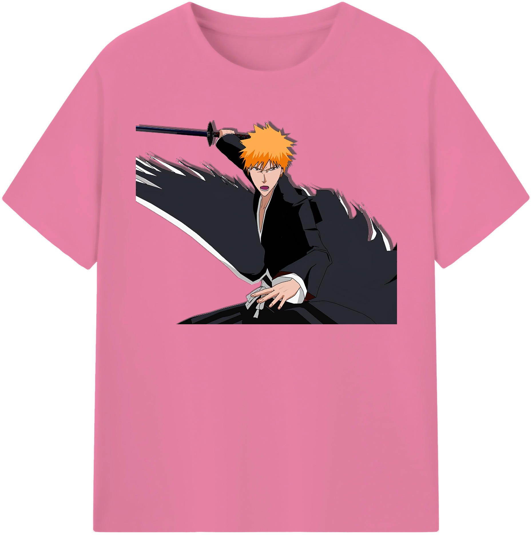 （画像用） ブリーチ 黒崎一護（くろさき いちご）BLEACH Kurosaki Ichigo 綿100％半袖Tシャツ（フロントプリント）